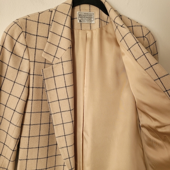 Pendleton Vintage Fully Lined Wool One Button Blazer Cream Navy Size 4 USA Made - Picture 10 of 10